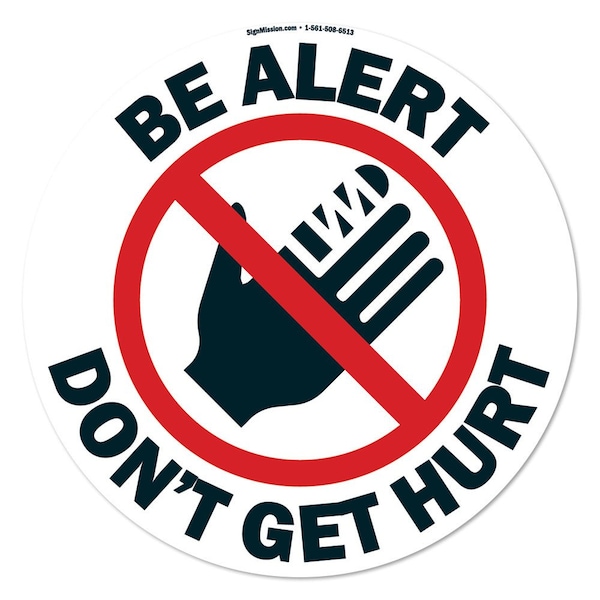 Be Alert Dont Get Hurt 16in Non-Slip Floor Marker, 12PK, 16 in L, 16 in H, FD-C-16-12PK-99965